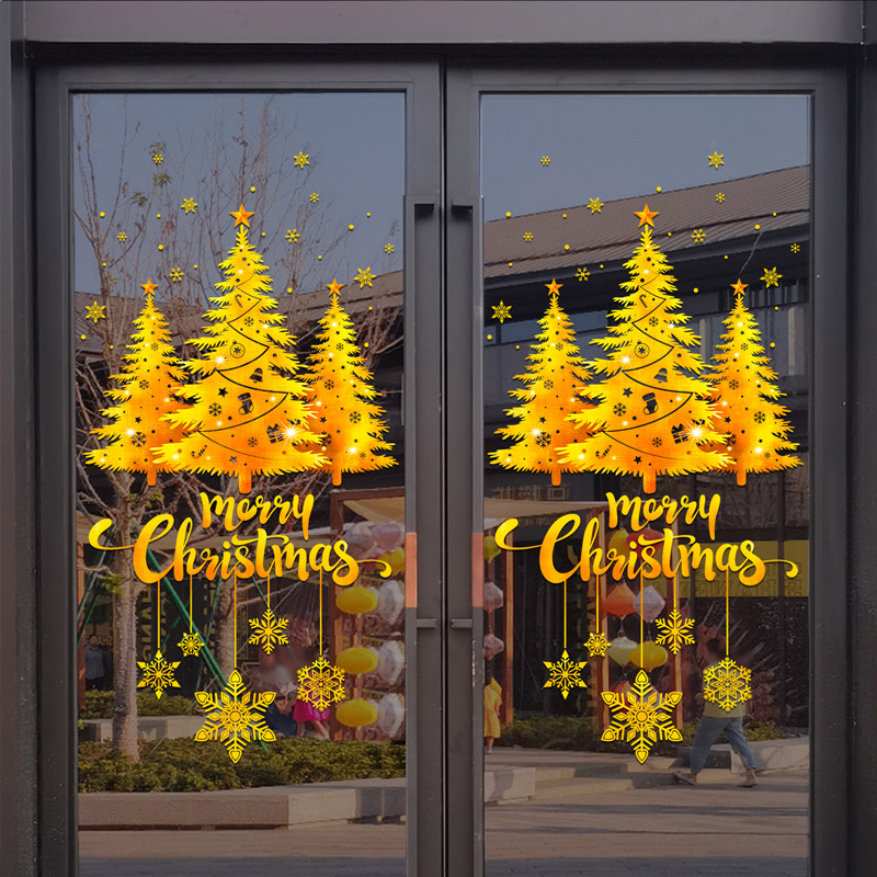 Gold Christmas Tree Snowflake  - Snowflake Window Decal บทวิจารณ์และราคา
