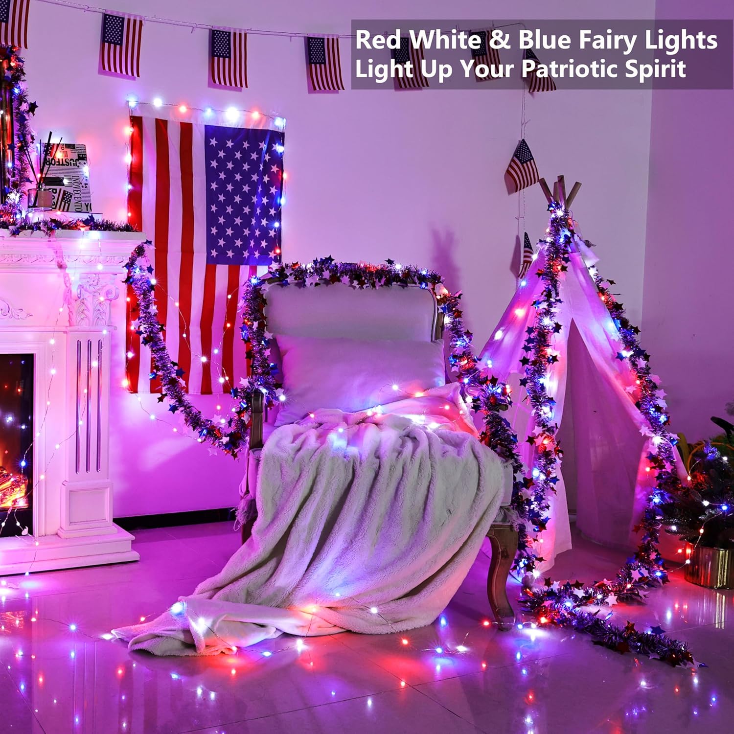 33ft 100 LED Red White Blue Fa - Led Fairy String Lights บทวิจารณ์และราคา