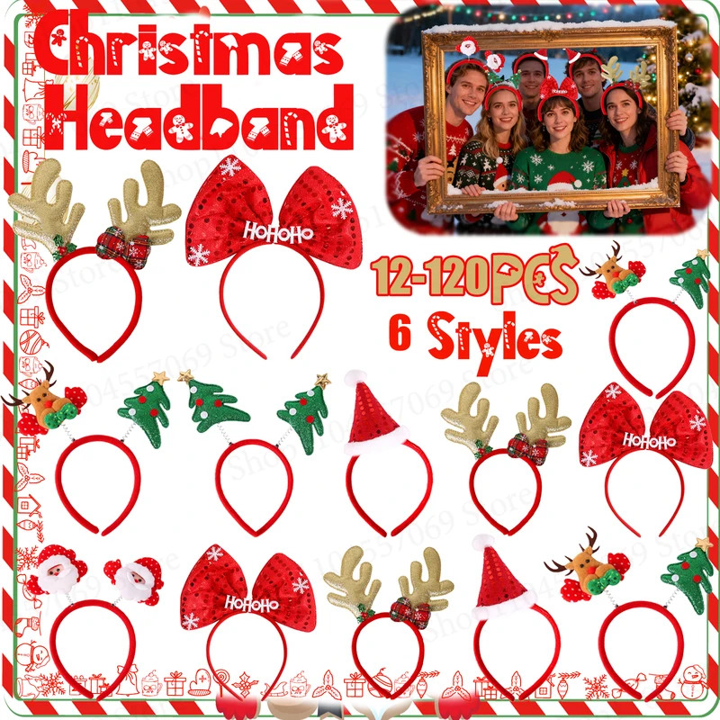 12-120Pcs Christmas Headband C - Reindeer Antlers Headband บทวิจารณ์และราคา