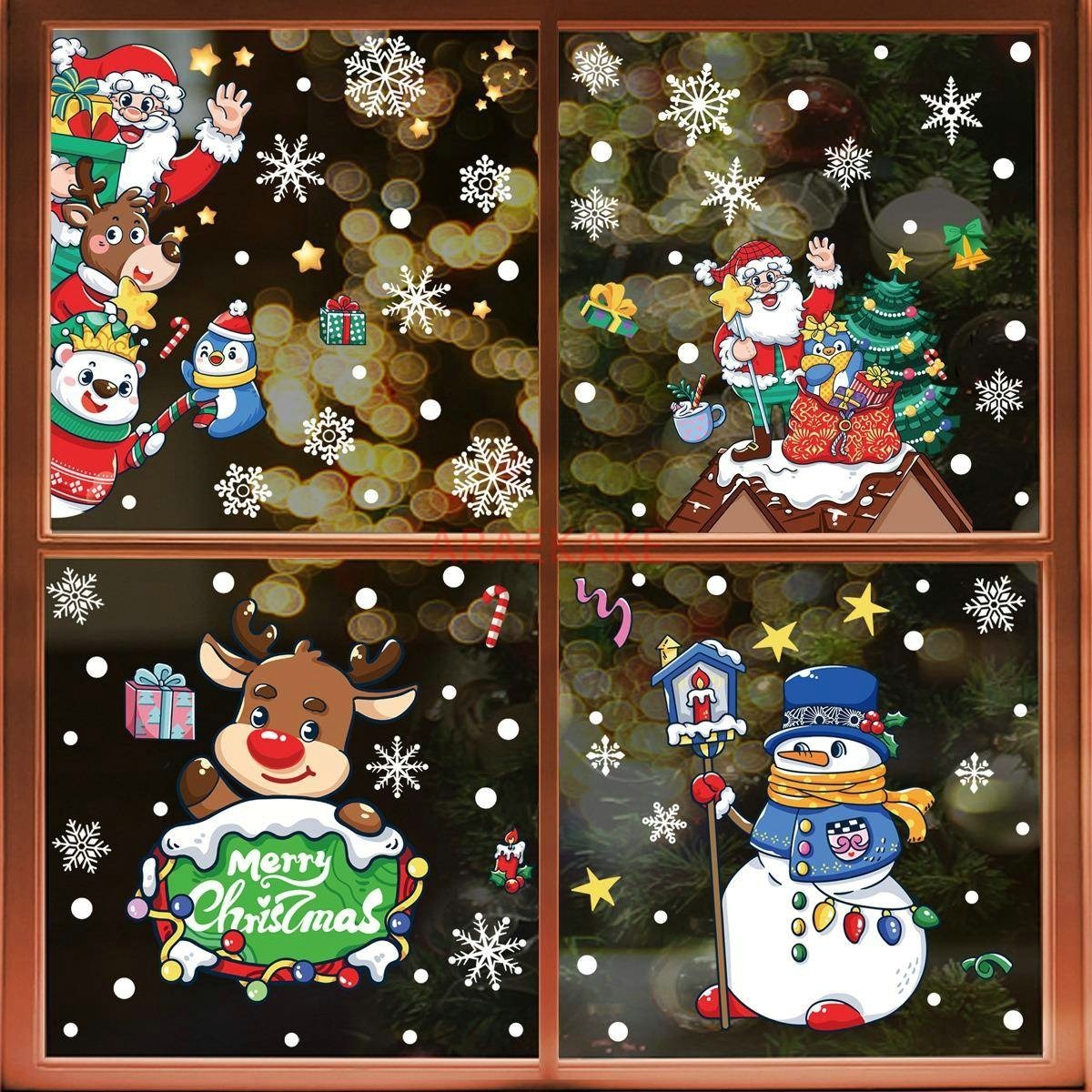 1set Snowman Static Window Sti - Snowflake Window Decal บทวิจารณ์และราคา