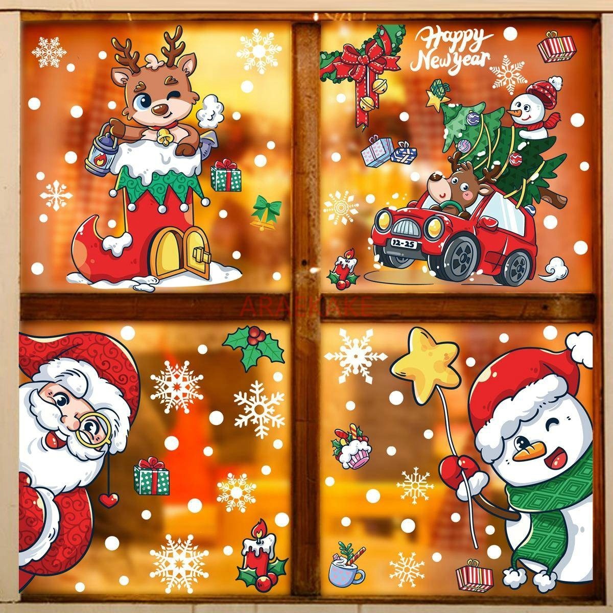 1set Snowman Static Window Sti - Snowflake Window Decal บทวิจารณ์และราคา