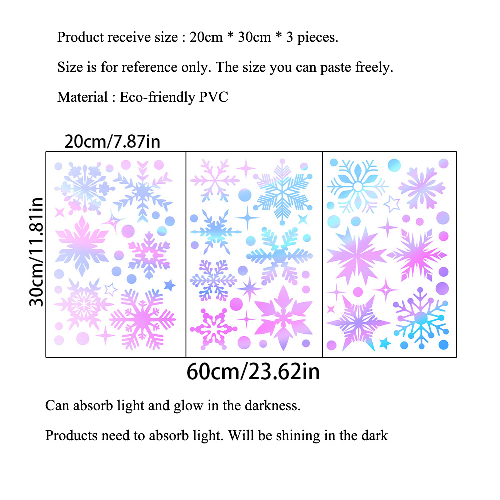 Colorful Luminous Snowflakes W - Snowflake Window Decal บทวิจารณ์และราคา