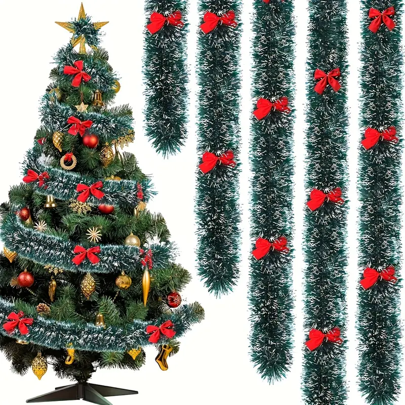 Christmas Bow Tinsel Ribbons G - Tinsel Garland Decoration บทวิจารณ์และราคา
