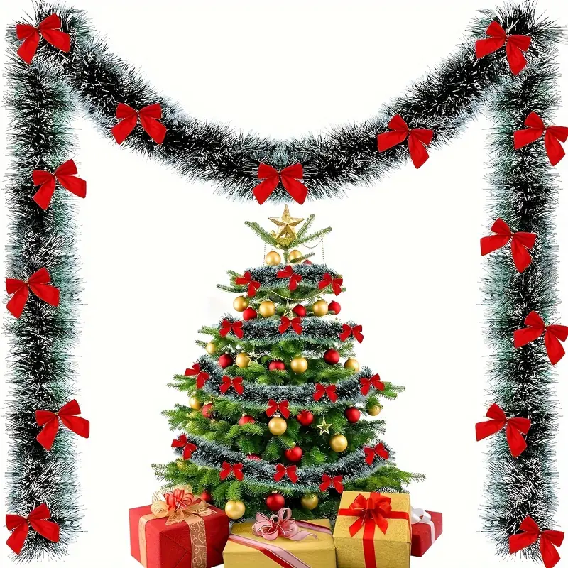 Christmas Bow Tinsel Ribbons G - Tinsel Garland Decoration บทวิจารณ์และราคา