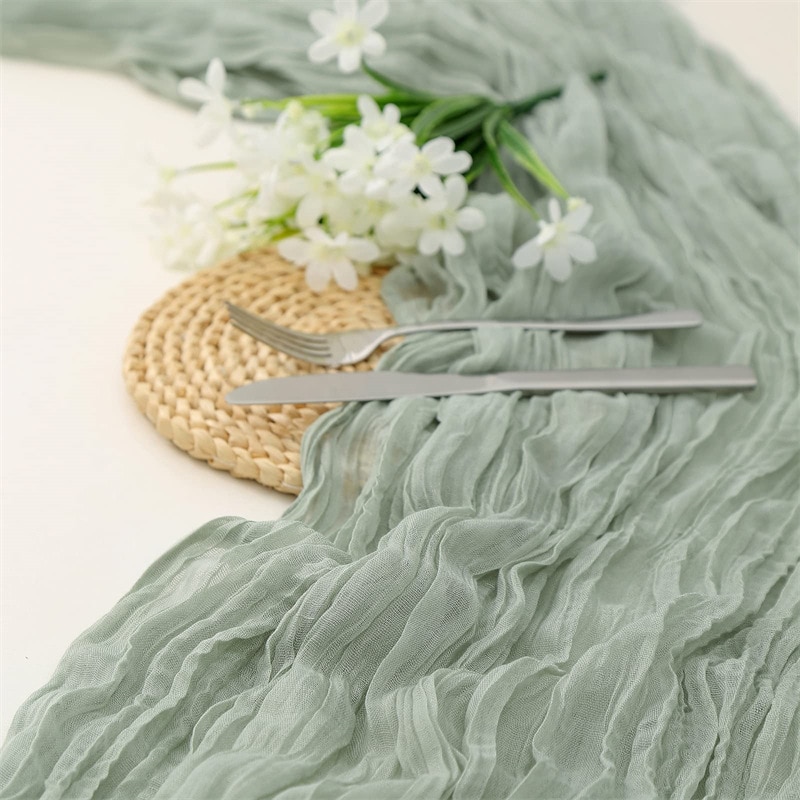 Semi-Sheer Gauze Wedding Party - Christmas Table Runner บทวิจารณ์และราคา