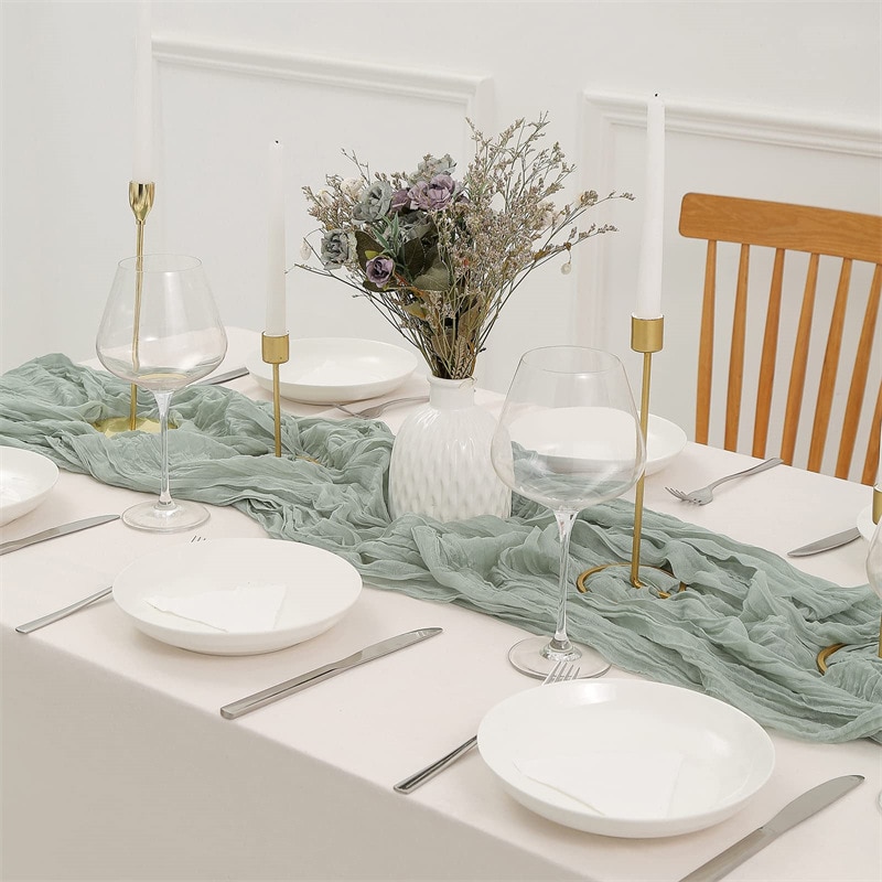 Semi-Sheer Gauze Wedding Party - Christmas Table Runner บทวิจารณ์และราคา