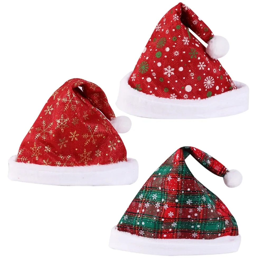 Thick Christmas Hat Red Checke - Santa Hat Plush บทวิจารณ์และราคา