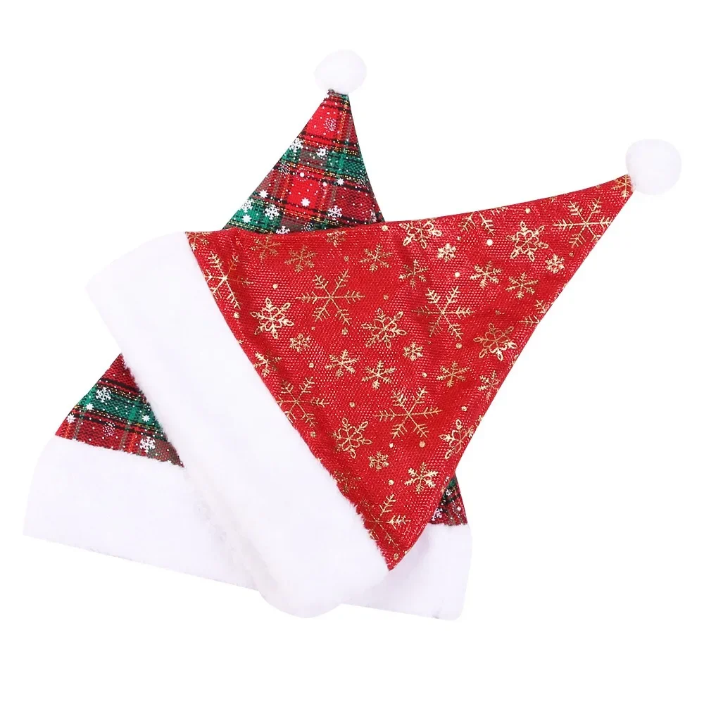 Thick Christmas Hat Red Checke - Santa Hat Plush บทวิจารณ์และราคา