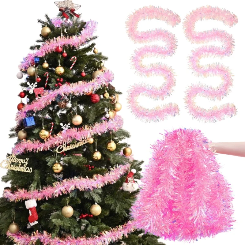 2M Pink Christmas Tinsel Garla - Tinsel Garland Decoration บทวิจารณ์และราคา