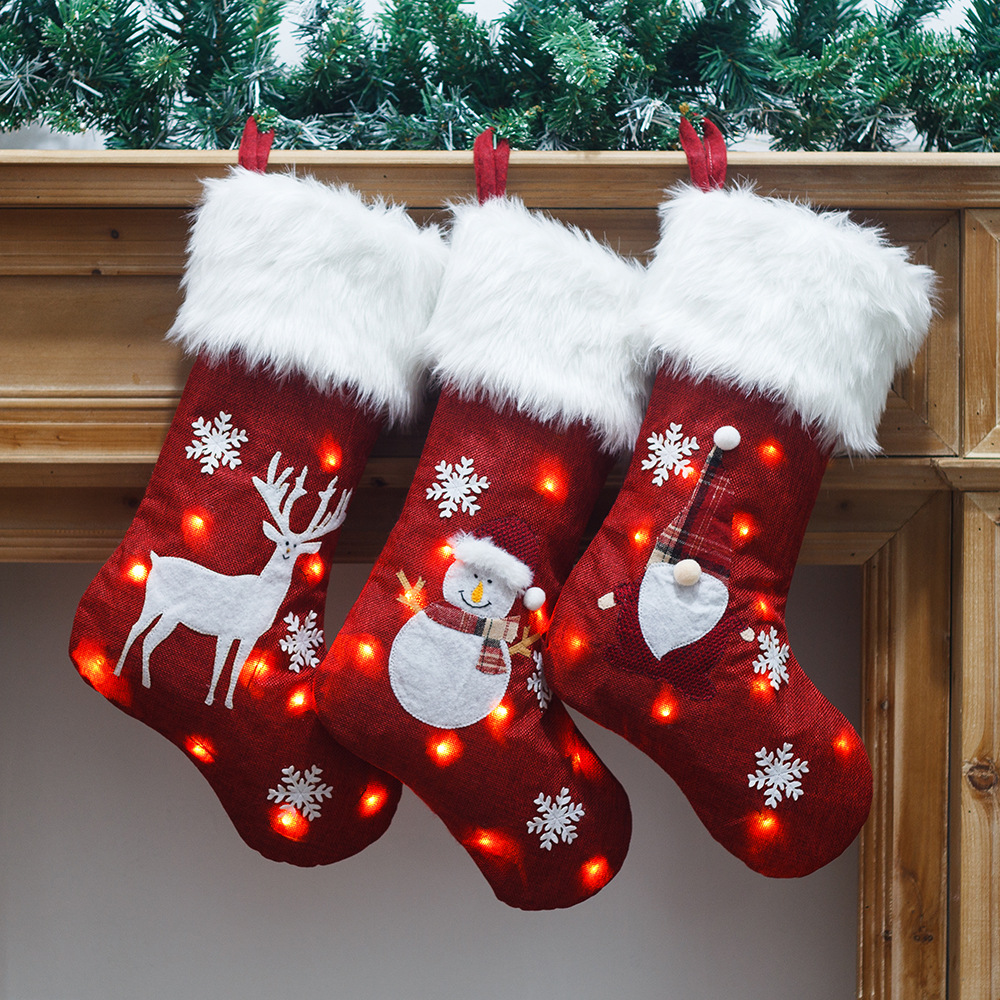 Christmas Socks With Led Light - Christmas Stocking Hanging บทวิจารณ์และราคา