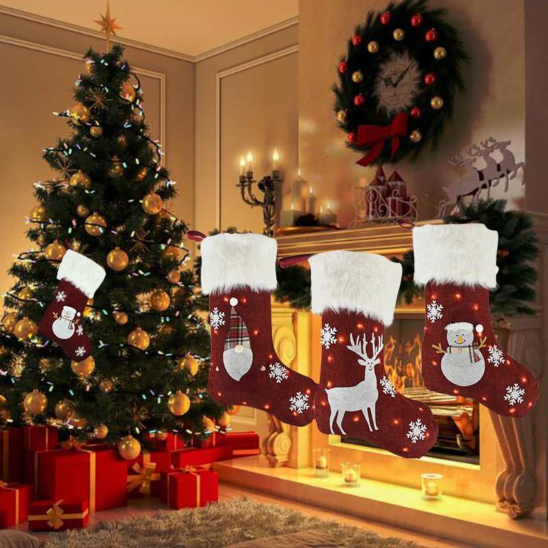 Christmas Socks With Led Light - Christmas Stocking Hanging บทวิจารณ์และราคา