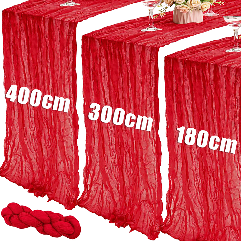 1.8/3/4M Long Red Table Runner - Christmas Table Runner บทวิจารณ์และราคา