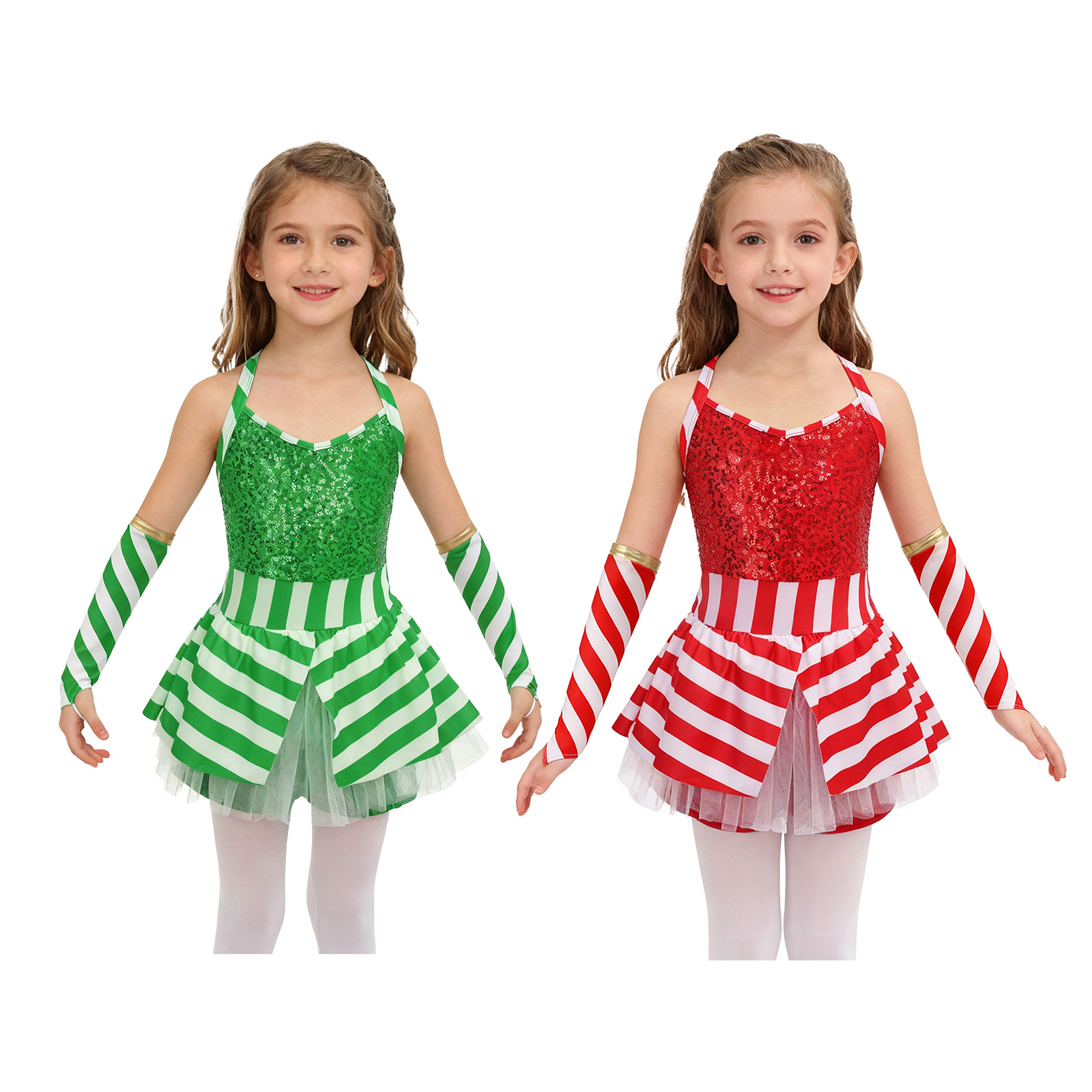 Girls Christmas Candy Cane Dan - Elf Costume Christmas บทวิจารณ์และราคา