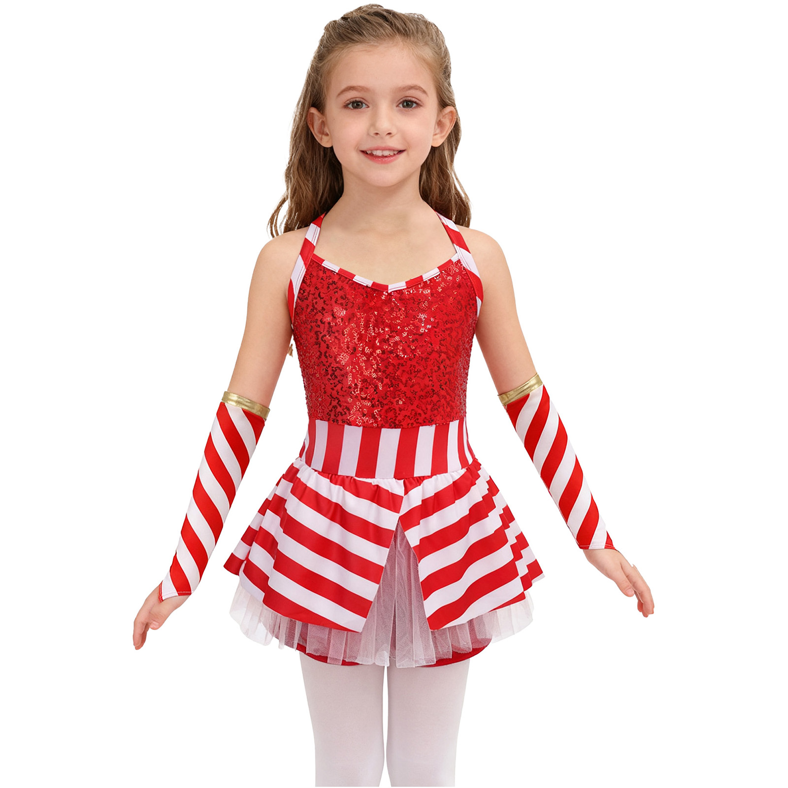 Girls Christmas Candy Cane Dan - Elf Costume Christmas บทวิจารณ์และราคา