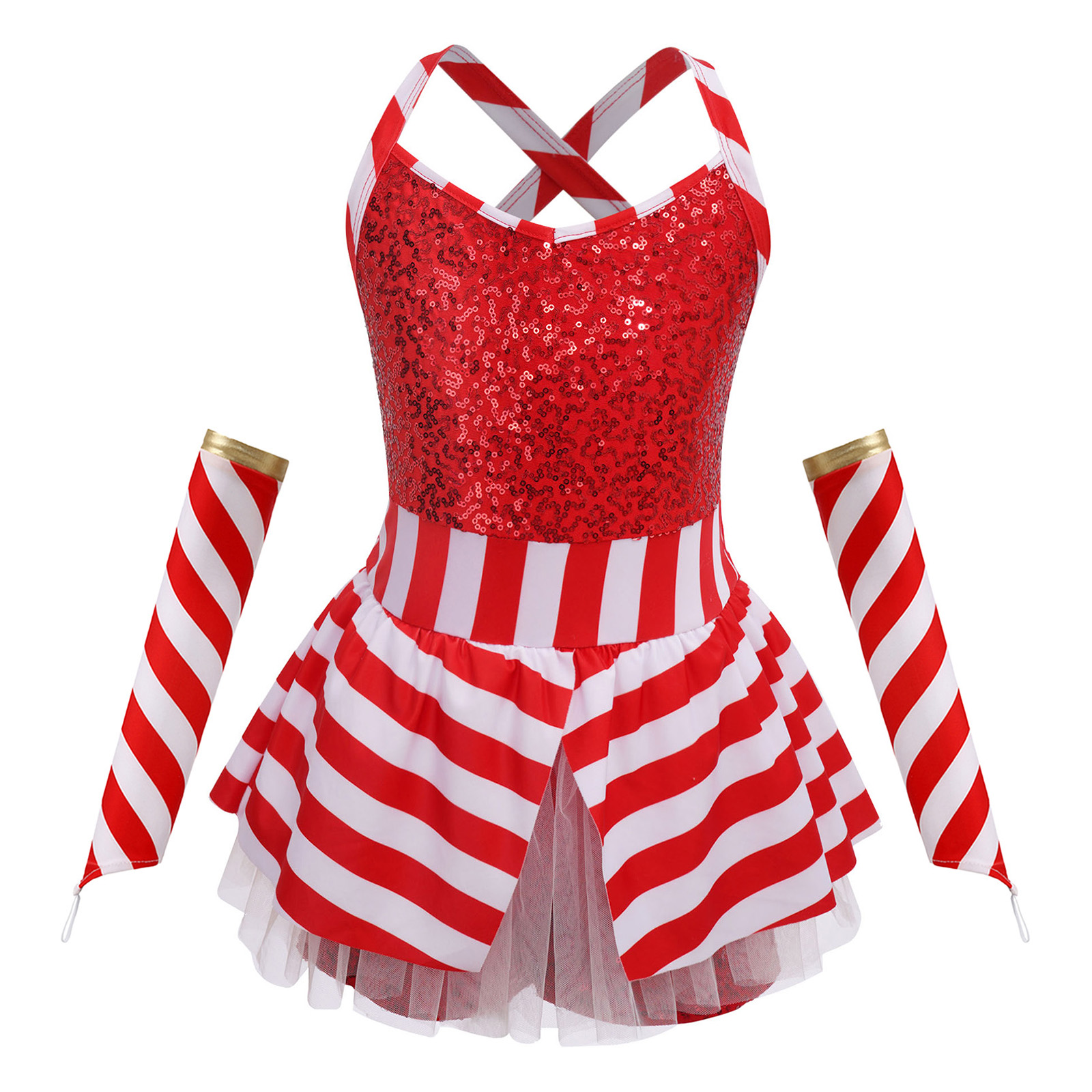 Girls Christmas Candy Cane Dan - Elf Costume Christmas บทวิจารณ์และราคา