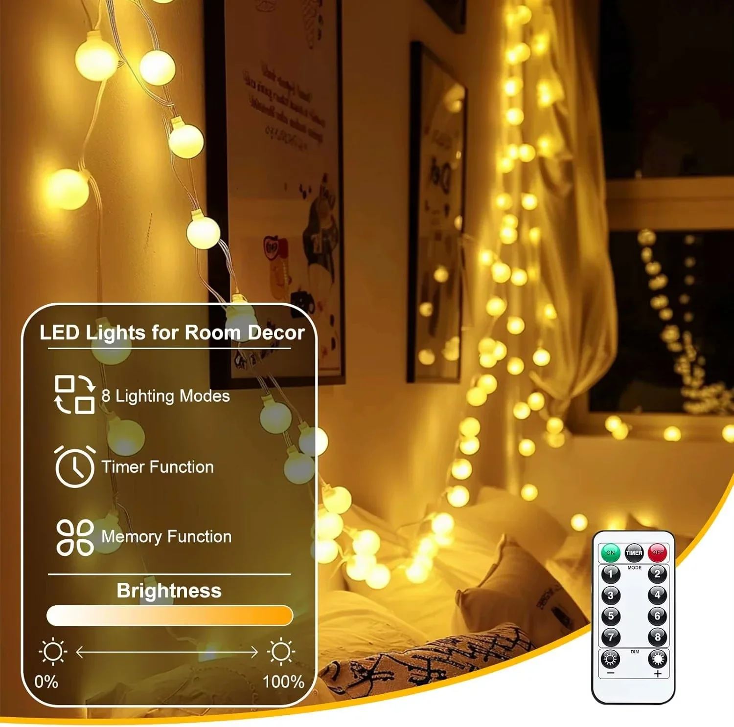 USB LED Ball String Lights 6M  - Led Fairy String Lights บทวิจารณ์และราคา
