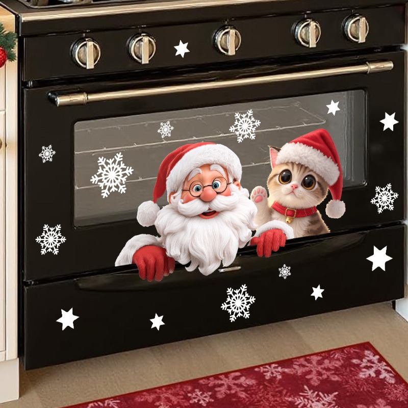 Kitten Santa Claus Window Stic - Snowflake Window Decal บทวิจารณ์และราคา