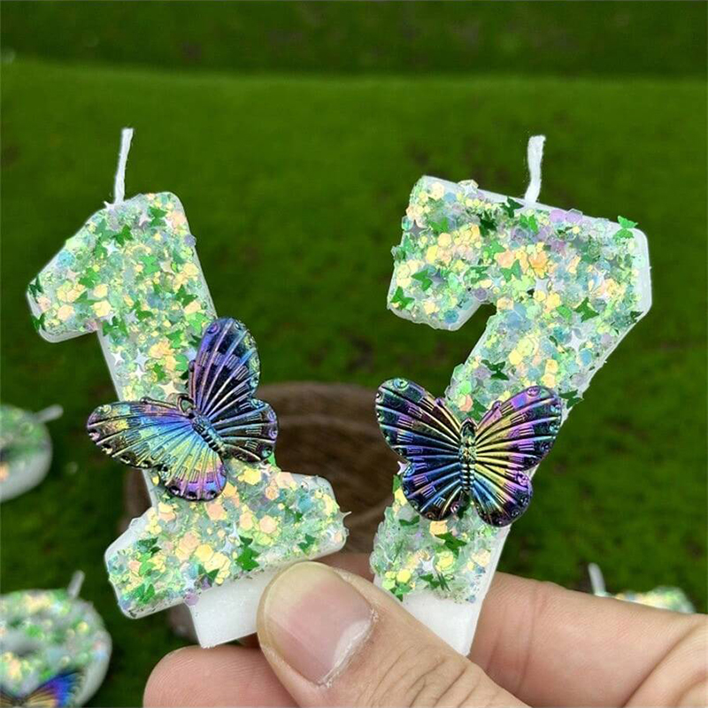 1Pc Green Sequins Number 0-9 B - Holiday Candle Set บทวิจารณ์และราคา