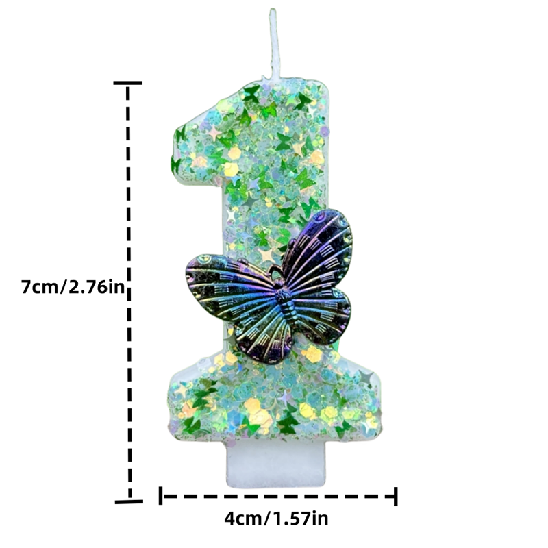 1Pc Green Sequins Number 0-9 B - Holiday Candle Set บทวิจารณ์และราคา