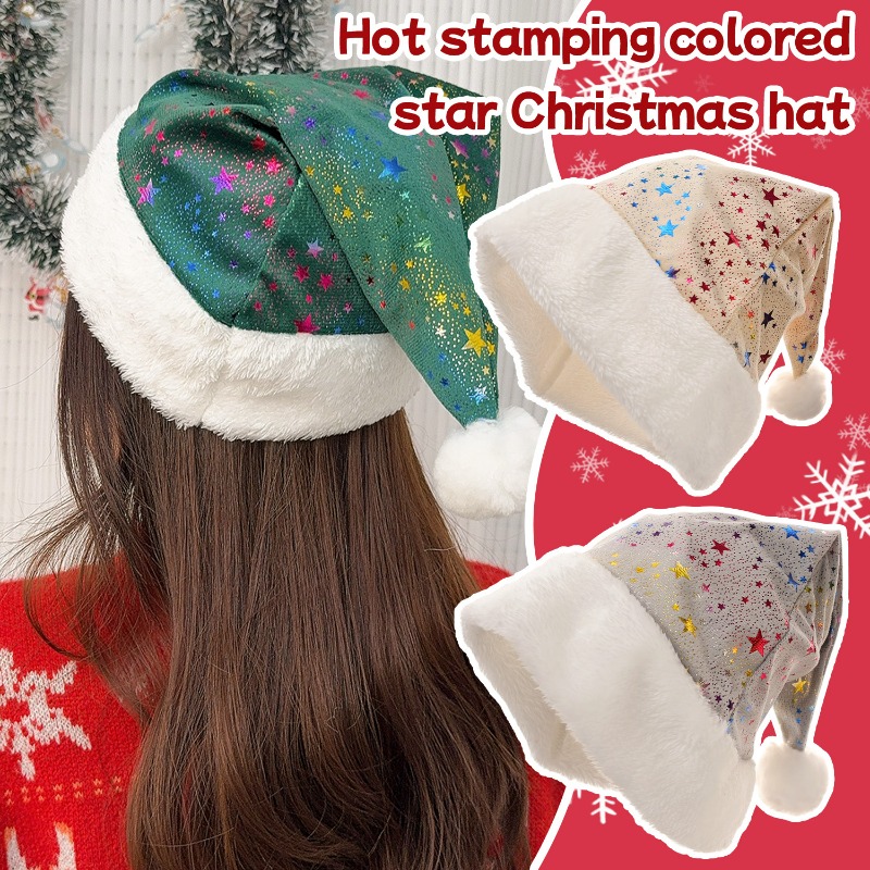 1-10Pcs Christmas Hat Warm Red - Santa Hat Plush บทวิจารณ์และราคา