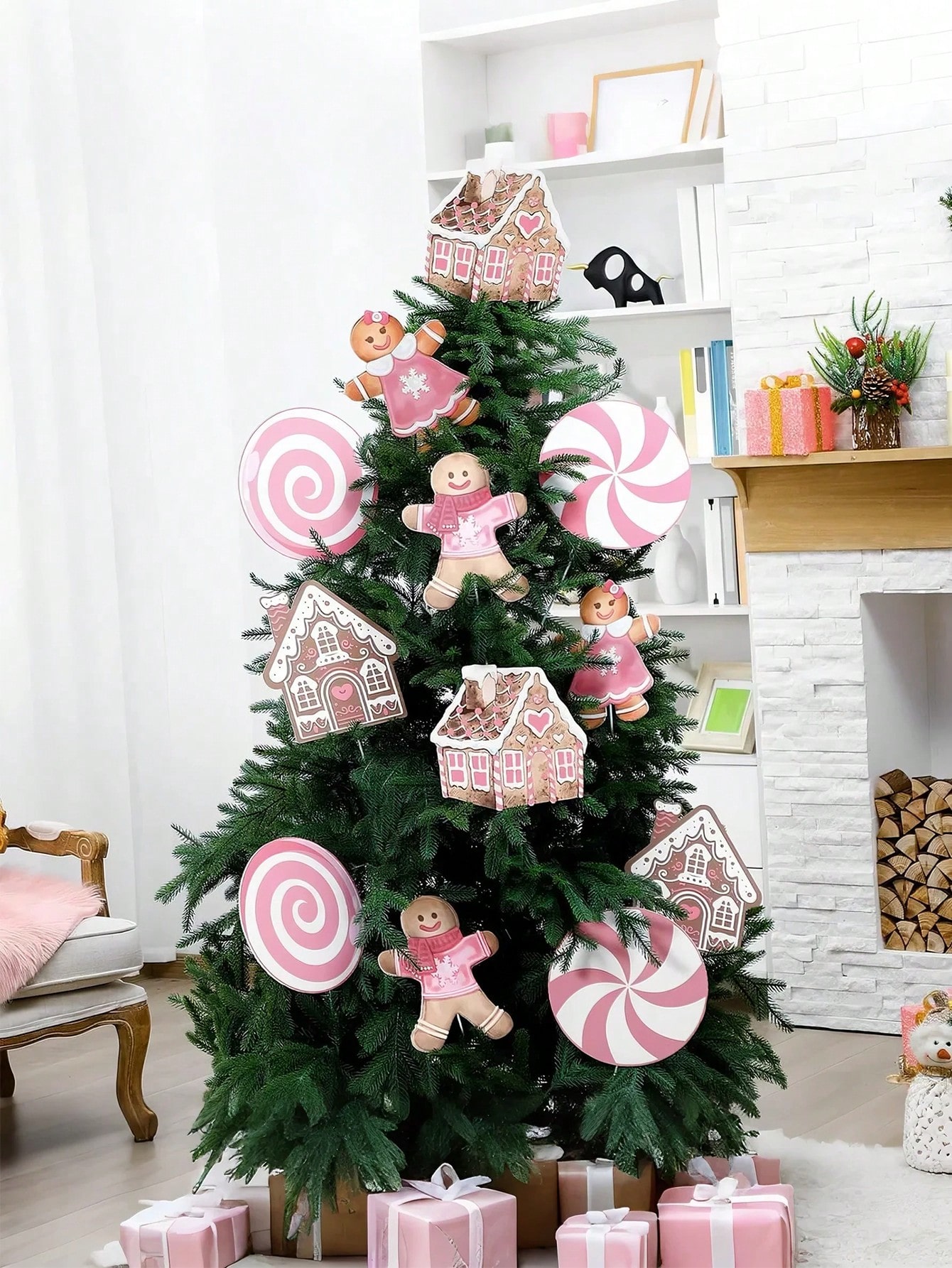 2/6Pcs Large Pink Candy Ginger - Star Tree Topper บทวิจารณ์และราคา