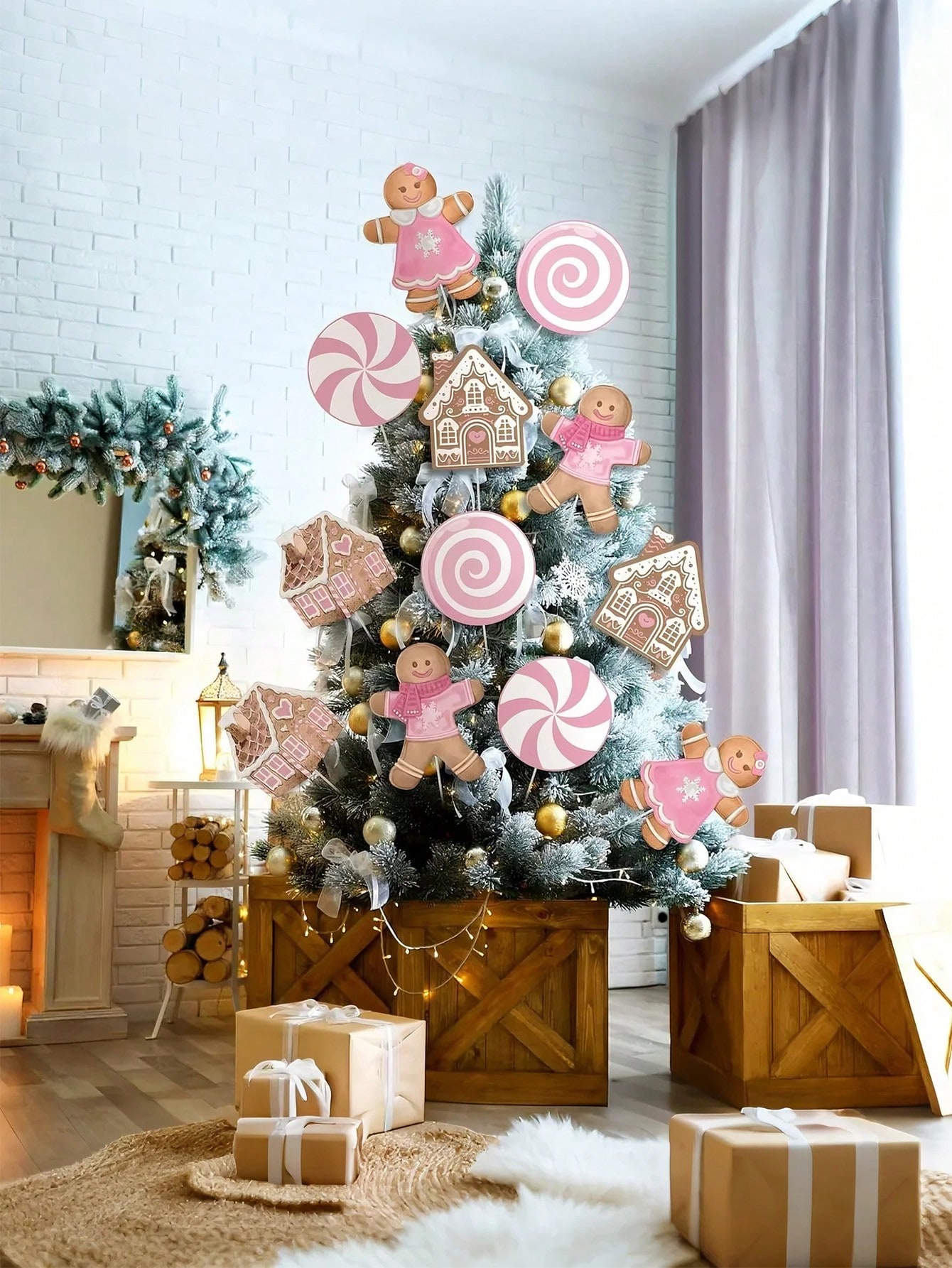 2/6Pcs Large Pink Candy Ginger - Star Tree Topper บทวิจารณ์และราคา