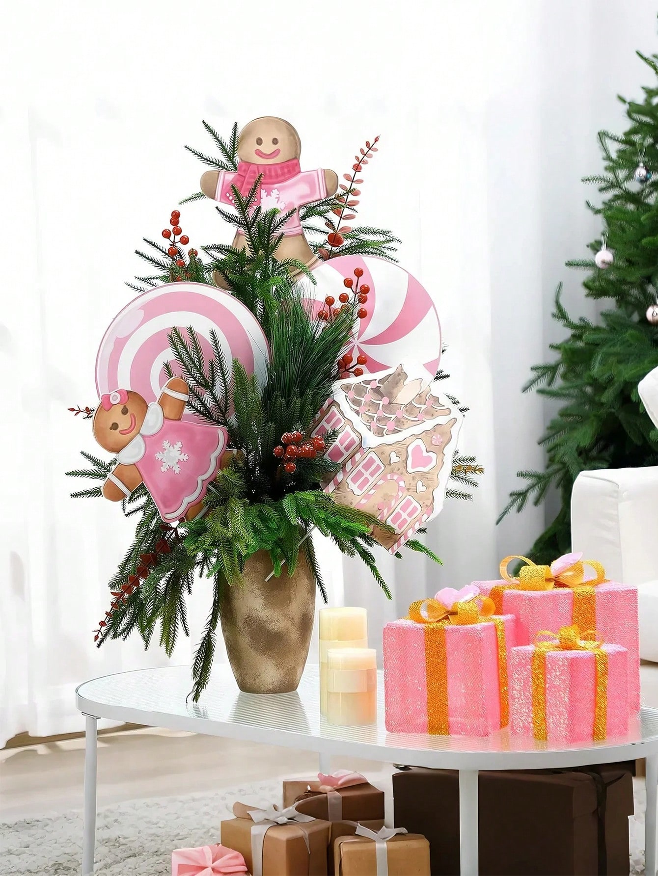2/6Pcs Large Pink Candy Ginger - Star Tree Topper บทวิจารณ์และราคา