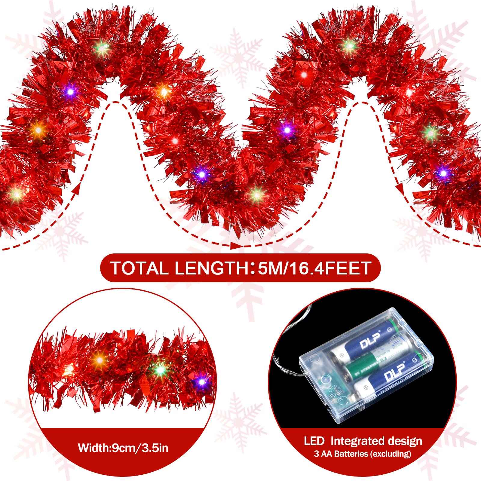 1/3pcs 5M Christmas Tinsel Gar - Tinsel Garland Decoration บทวิจารณ์และราคา