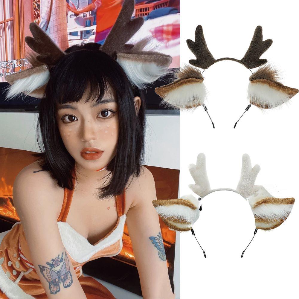 Handmade Animal Fur Antler Hea - Reindeer Antlers Headband บทวิจารณ์และราคา
