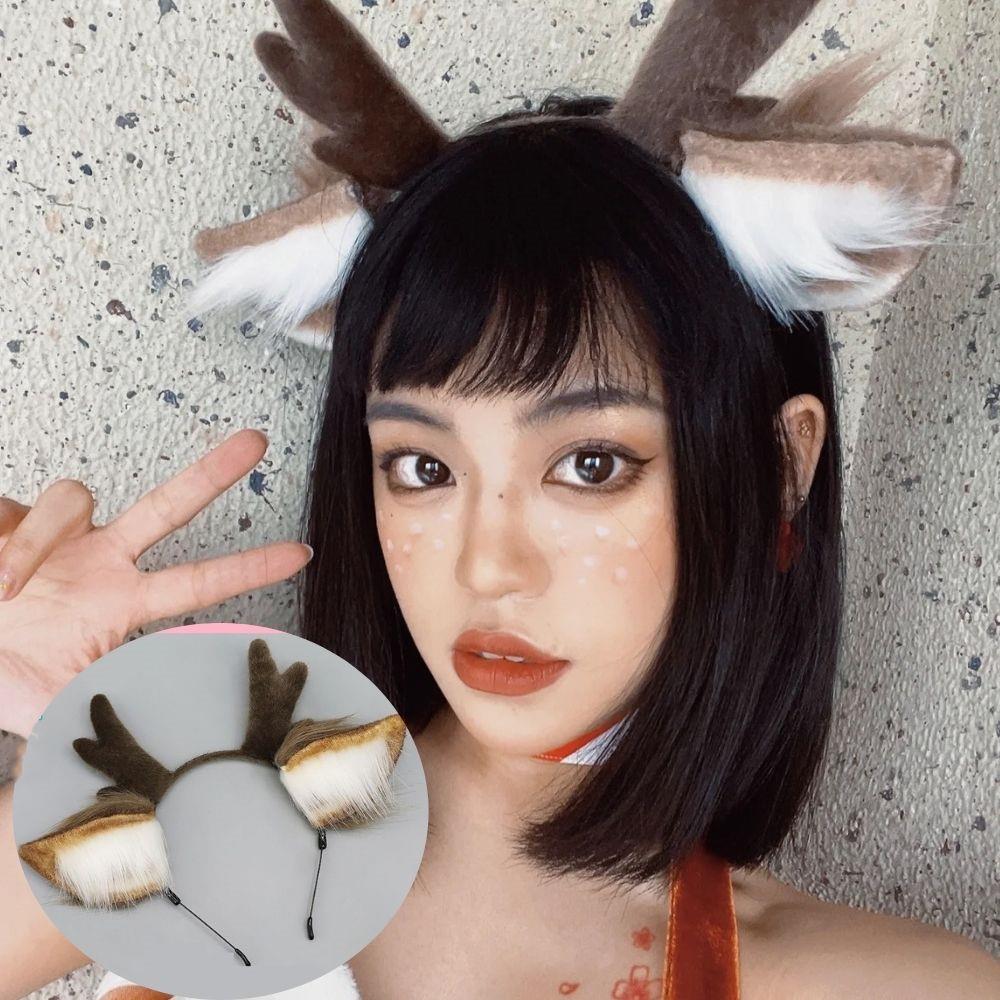 Handmade Animal Fur Antler Hea - Reindeer Antlers Headband บทวิจารณ์และราคา
