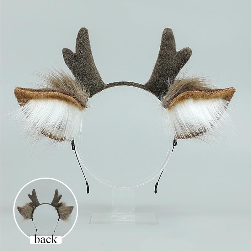 Handmade Animal Fur Antler Hea - Reindeer Antlers Headband บทวิจารณ์และราคา