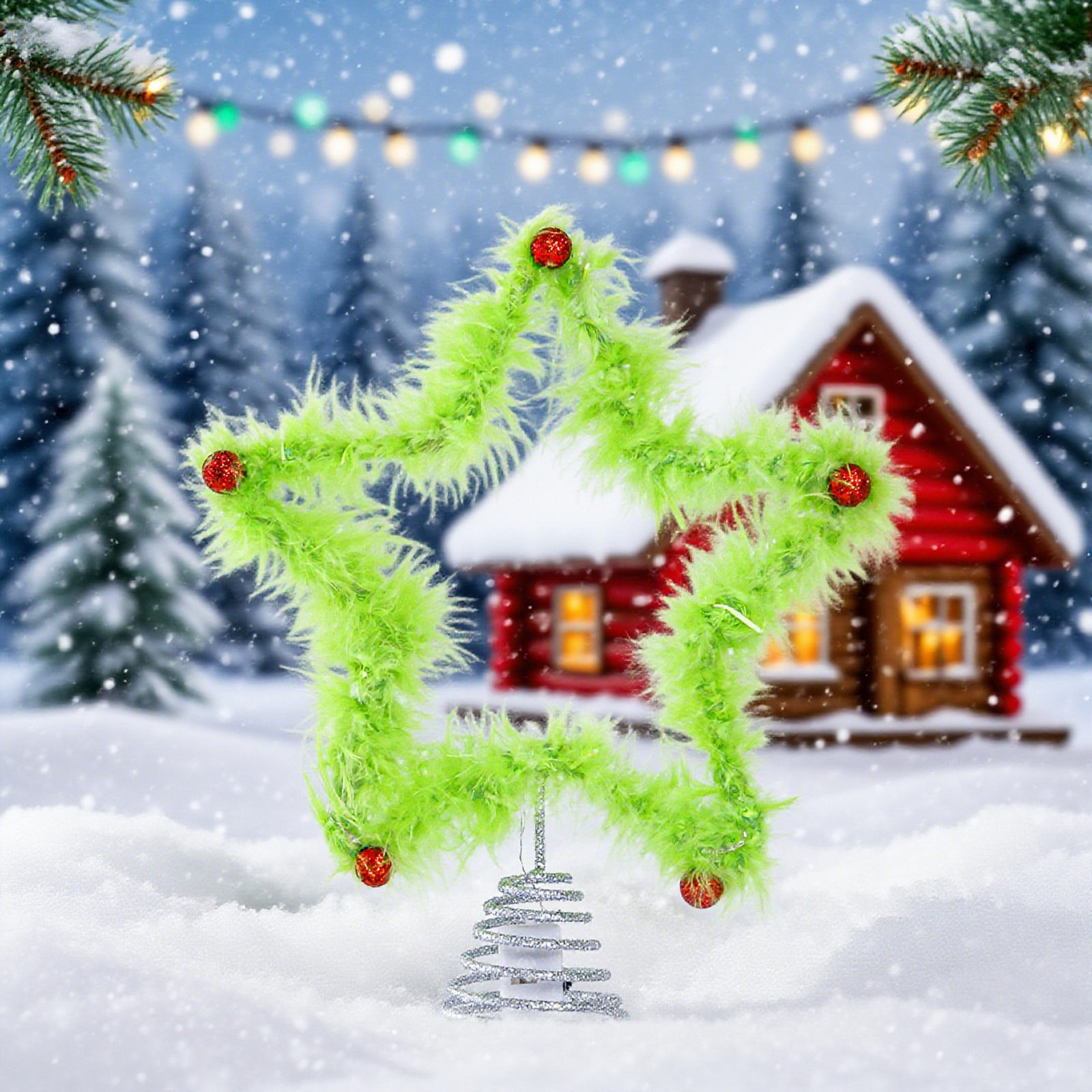 Christmas Fuzzy Grinch Star Tr - Star Tree Topper บทวิจารณ์และราคา