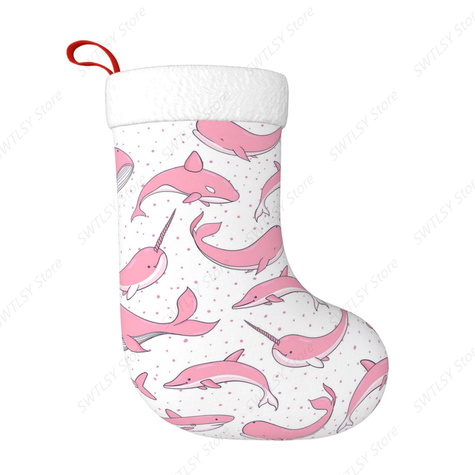Christmas Pink Whales Xmas Hol - Christmas Stocking Hanging บทวิจารณ์และราคา