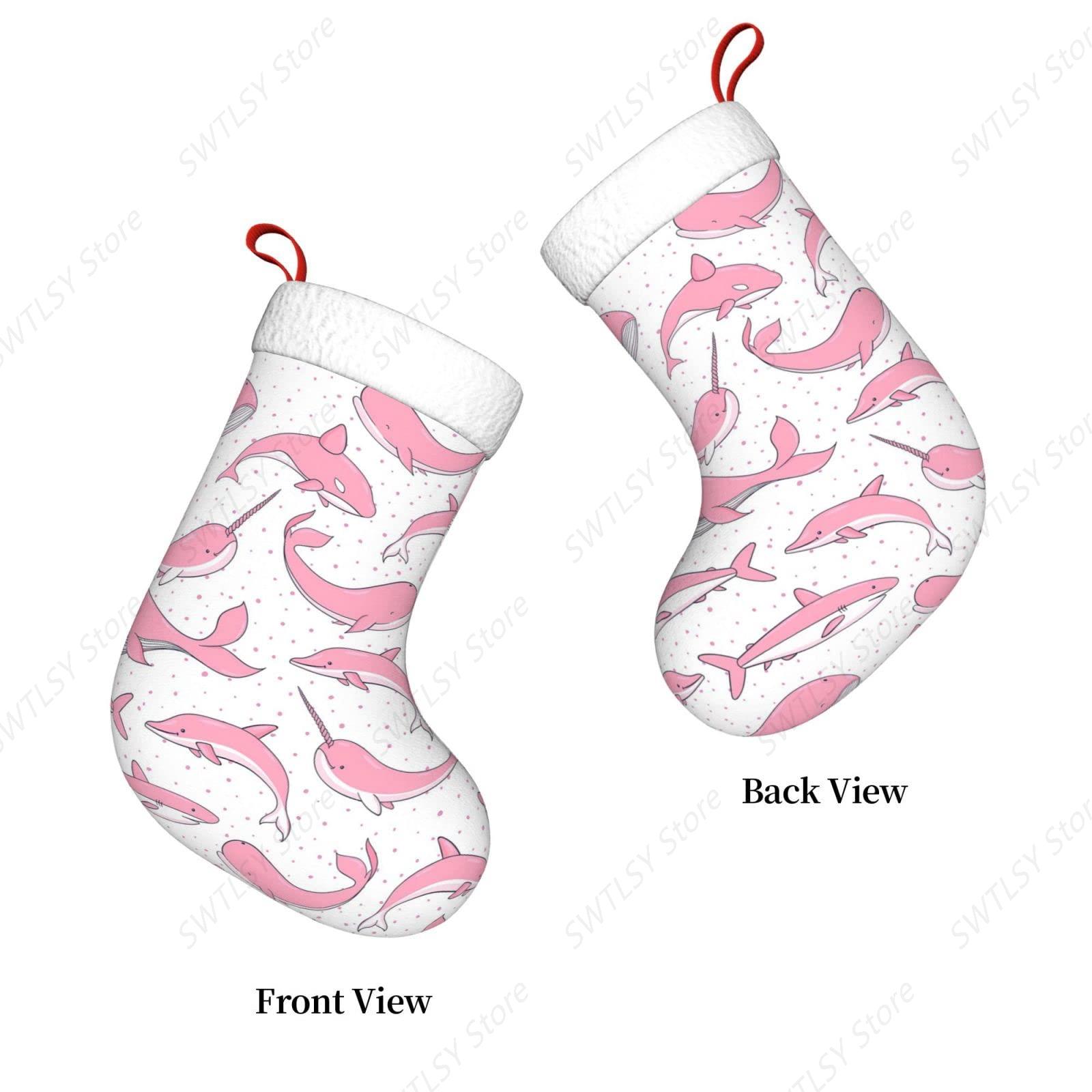 Christmas Pink Whales Xmas Hol - Christmas Stocking Hanging บทวิจารณ์และราคา
