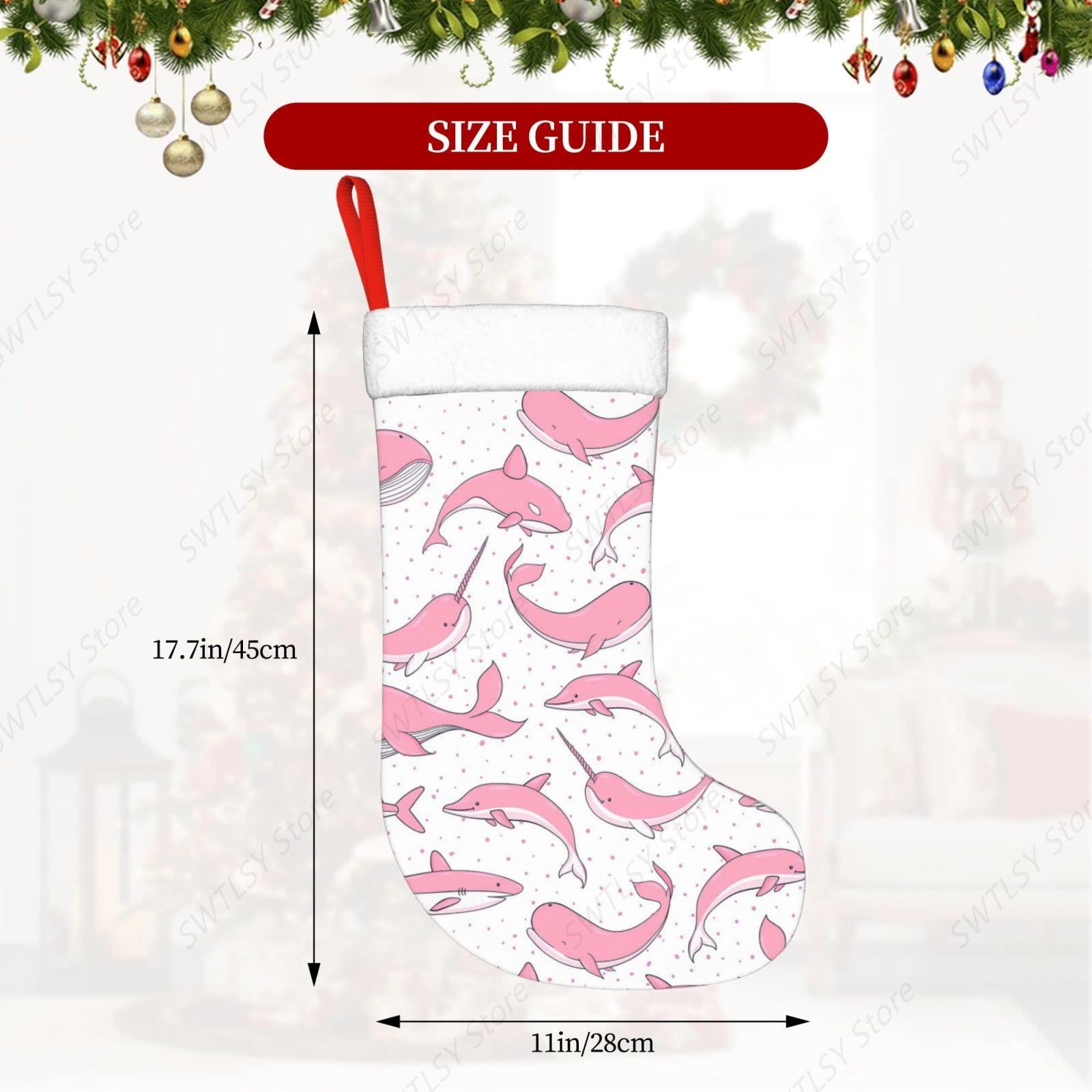 Christmas Pink Whales Xmas Hol - Christmas Stocking Hanging บทวิจารณ์และราคา