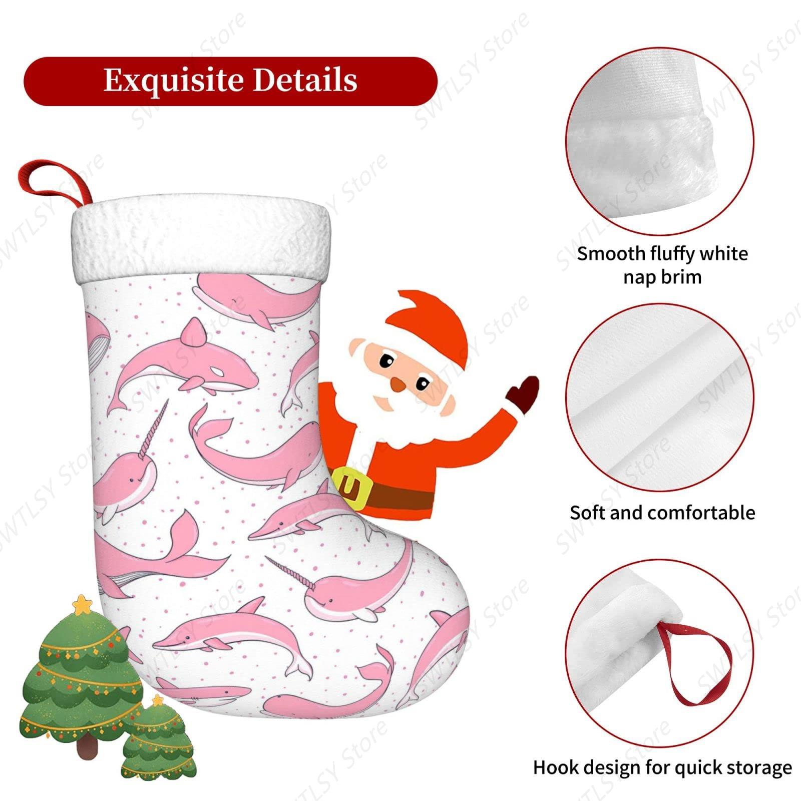 Christmas Pink Whales Xmas Hol - Christmas Stocking Hanging บทวิจารณ์และราคา