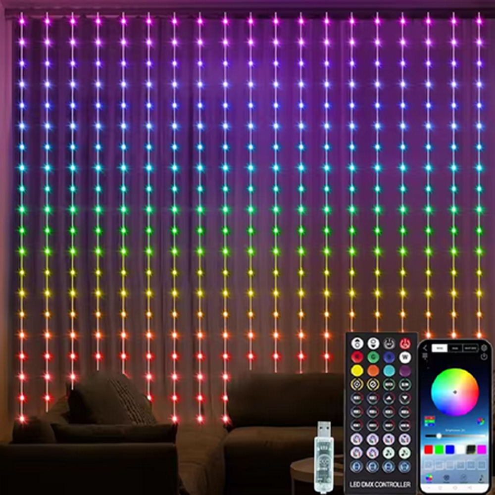 3M RGB Smart LED Curtain Light - Christmas Lights Outdoor บทวิจารณ์และราคา