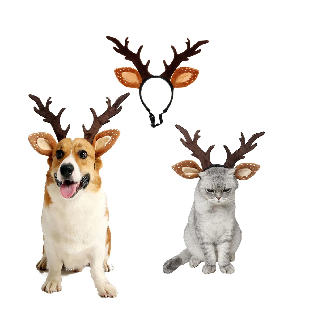 Dogs Headbands Deer Costume Ha - Reindeer Antlers Headband บทวิจารณ์และราคา
