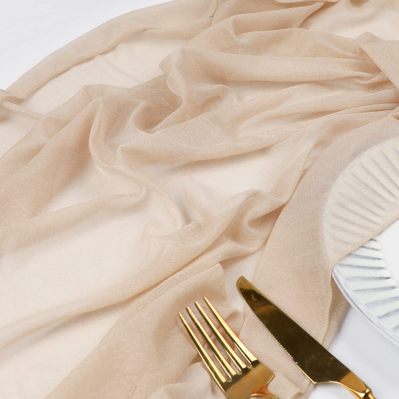 Beige Table Runner Chiffon Tab - Christmas Table Runner บทวิจารณ์และราคา