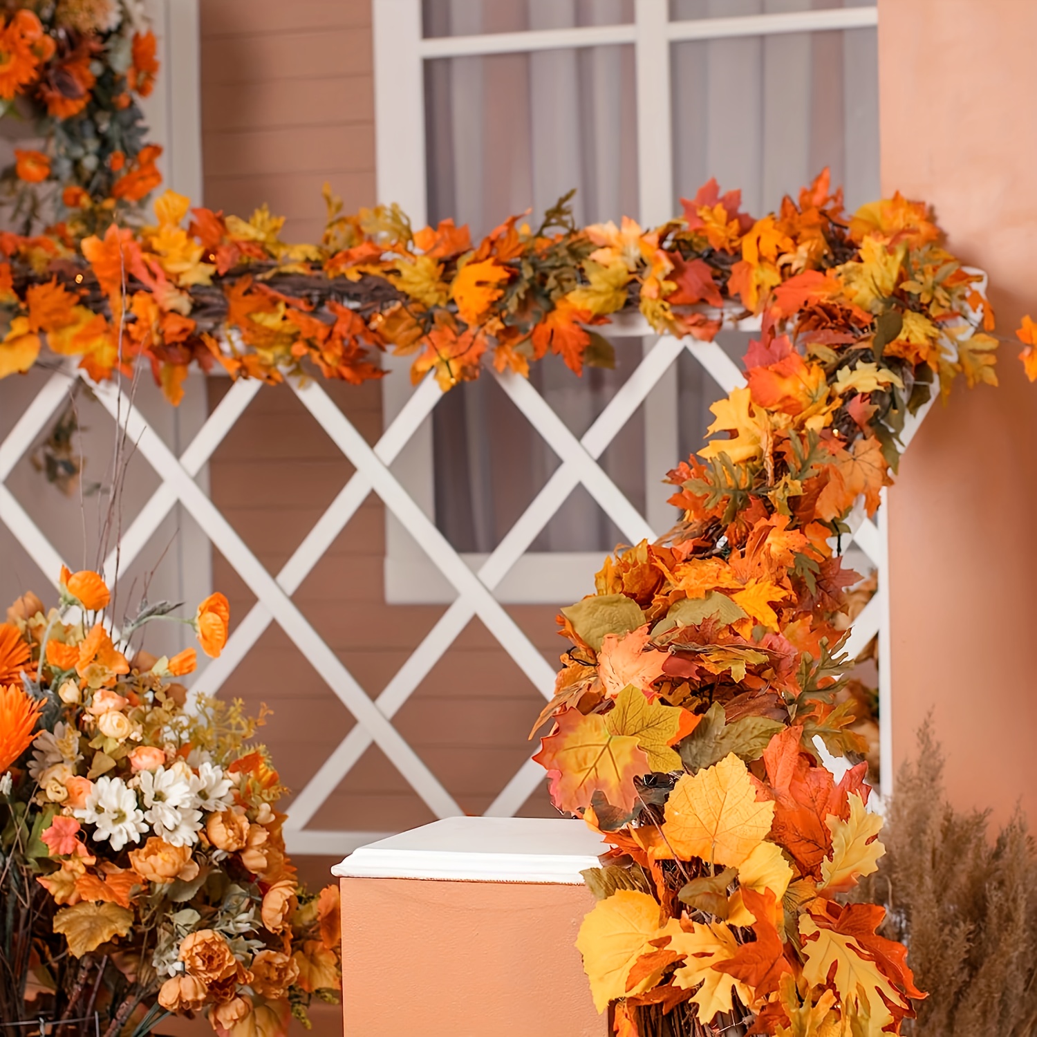 100CM Autumn Artificial Maple  - Christmas Wreath Fake บทวิจารณ์และราคา