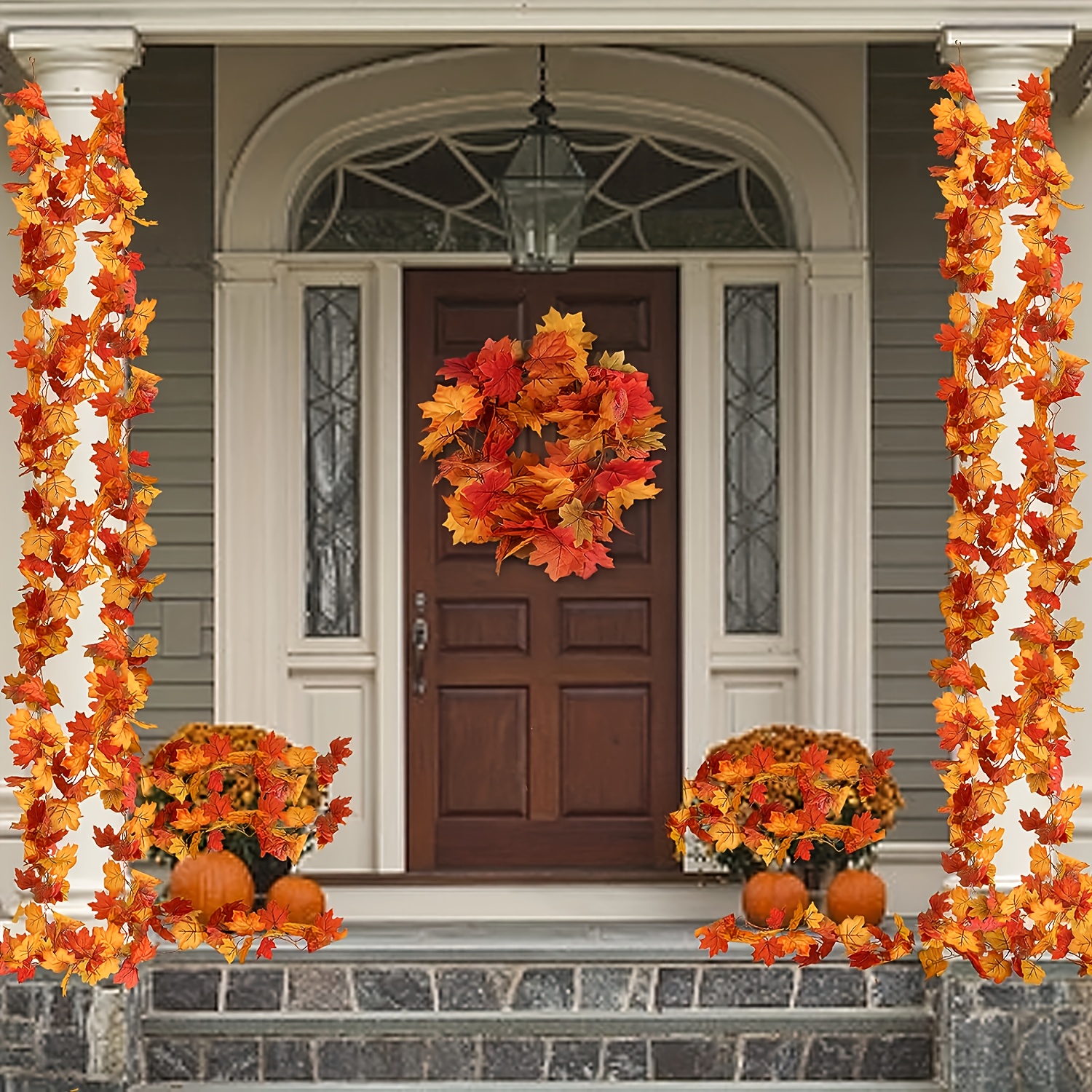 100CM Autumn Artificial Maple  - Christmas Wreath Fake บทวิจารณ์และราคา