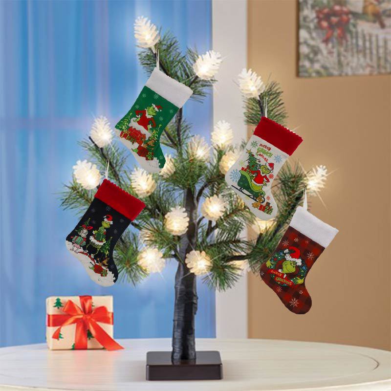 Christmas Stocking Grinch Sock - Christmas Stocking Hanging บทวิจารณ์และราคา