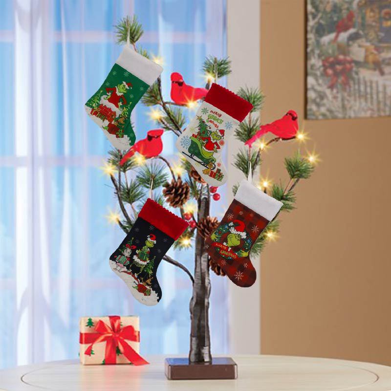 Christmas Stocking Grinch Sock - Christmas Stocking Hanging บทวิจารณ์และราคา