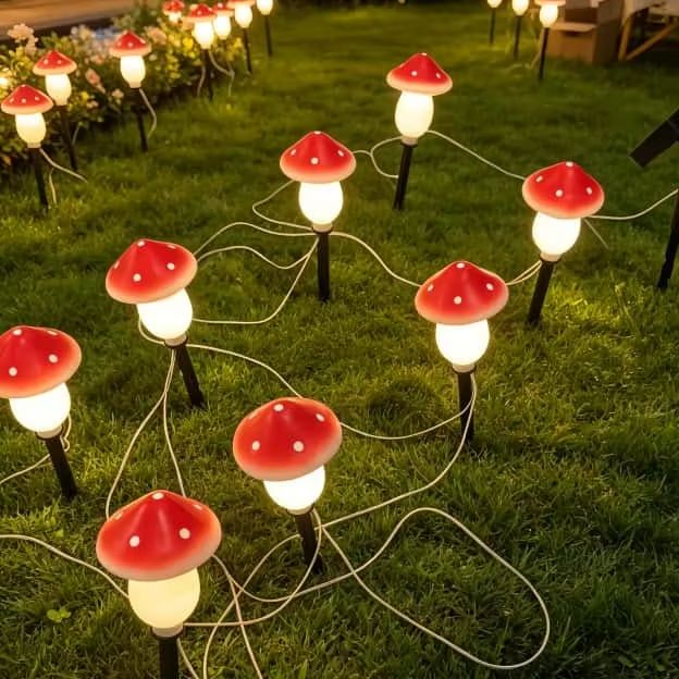 Solar Mushroom String Lights W - Christmas Lights Outdoor บทวิจารณ์และราคา