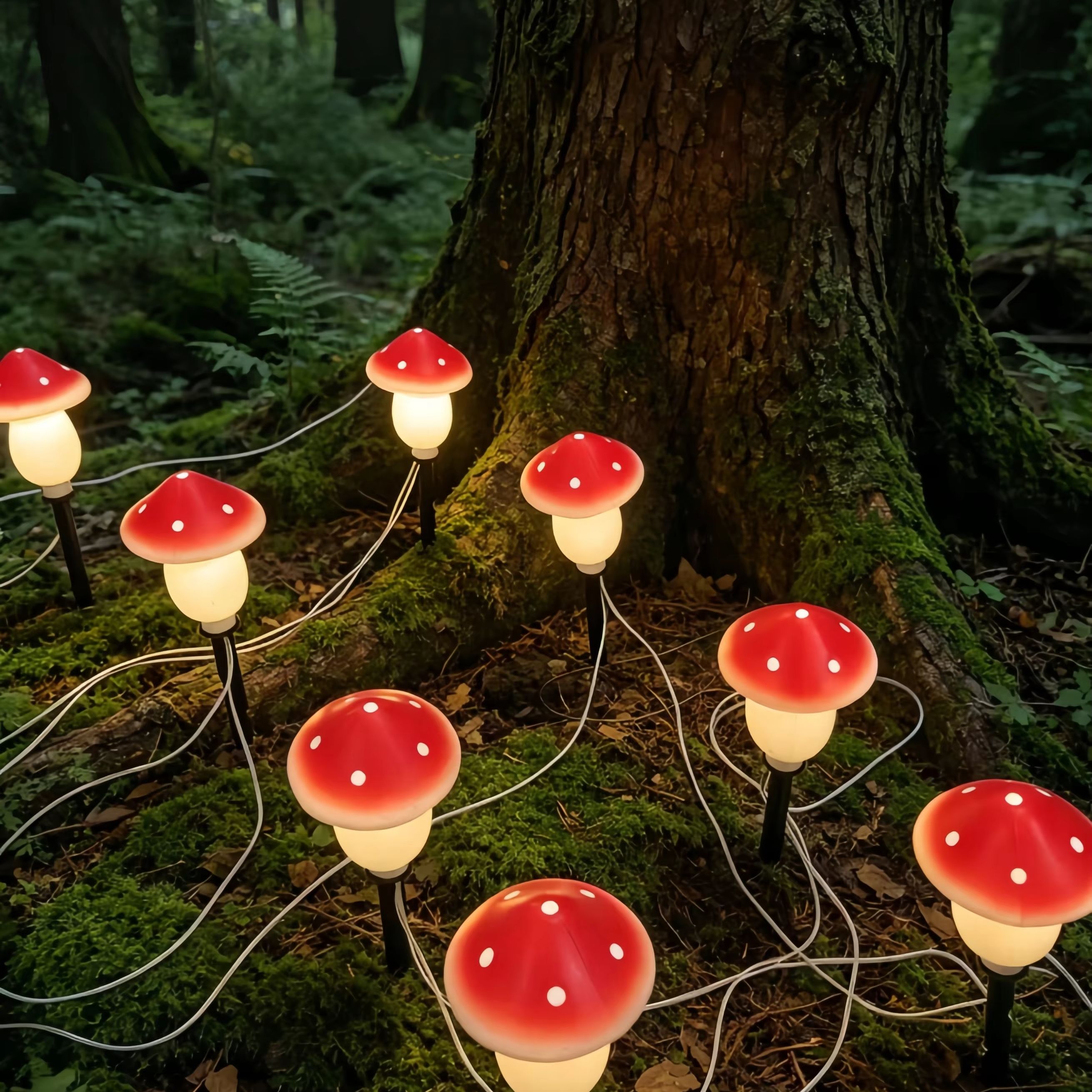 Solar Mushroom String Lights W - Christmas Lights Outdoor บทวิจารณ์และราคา