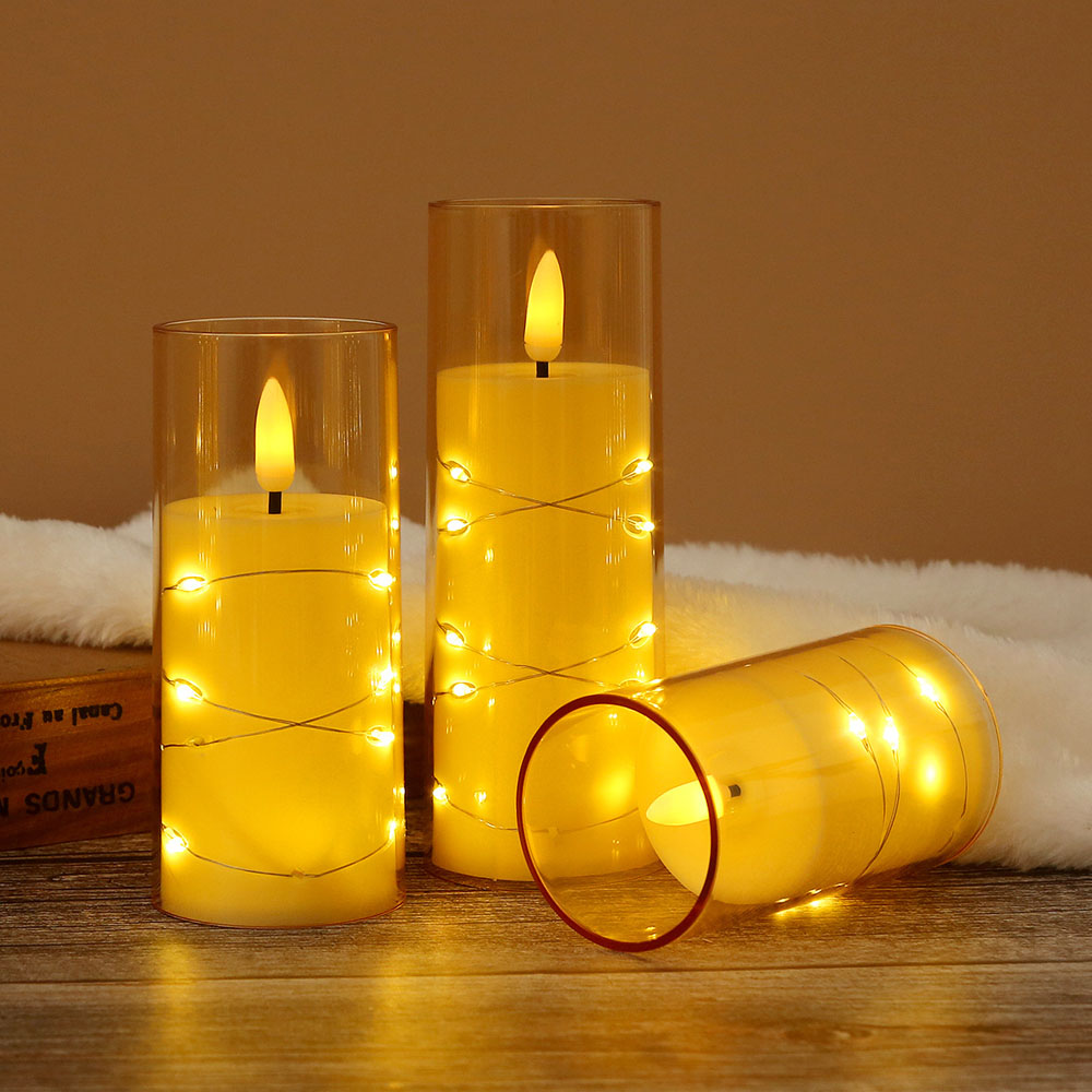 3pcs/set LED Copper Wire Flame - Holiday Candle Set บทวิจารณ์และราคา