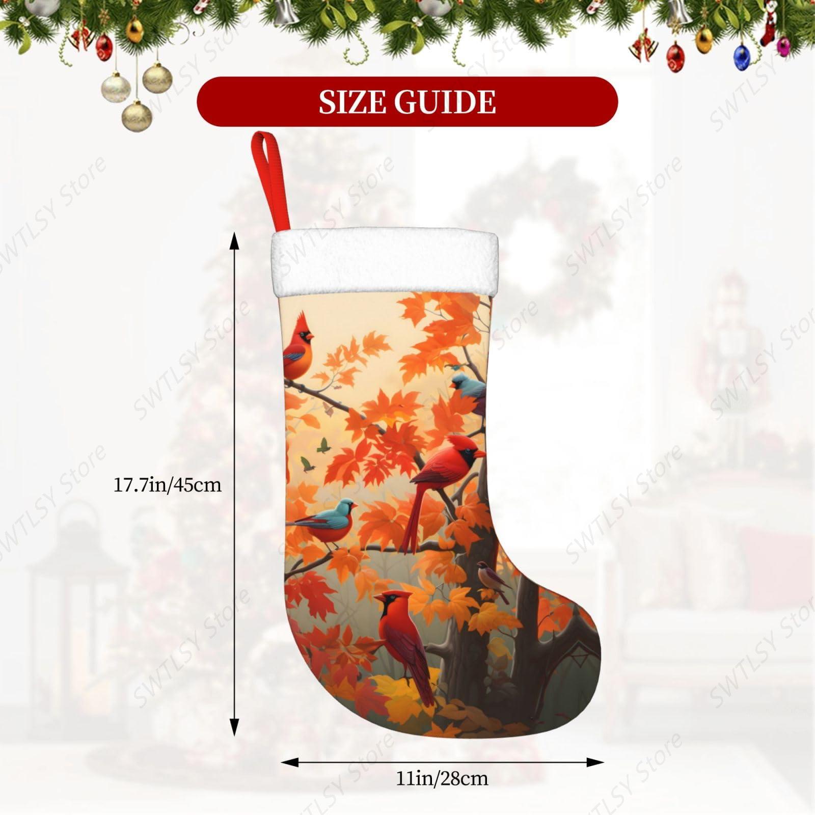 Fall Cardinal Birds and Maple- - Christmas Stocking Hanging บทวิจารณ์และราคา