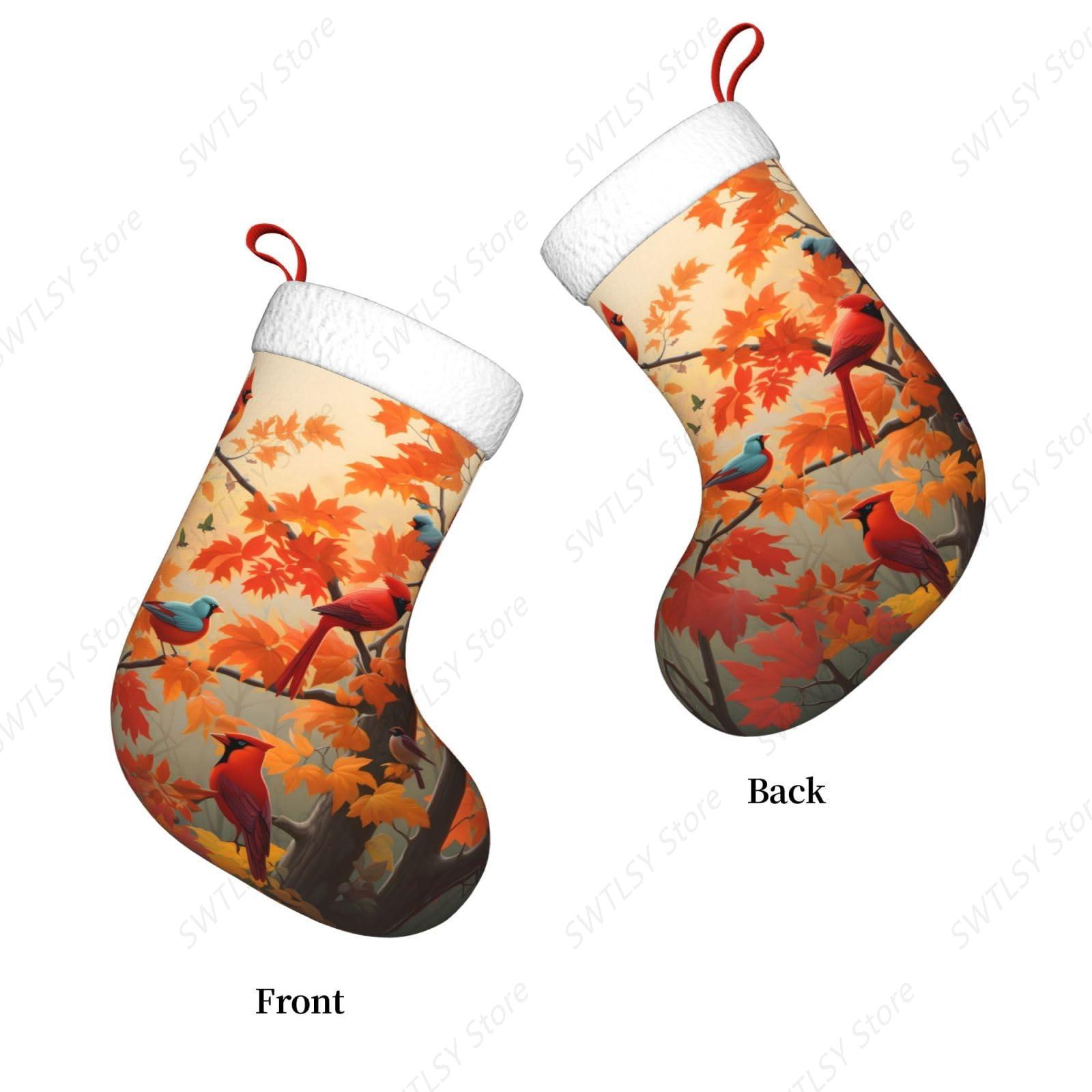 Fall Cardinal Birds and Maple- - Christmas Stocking Hanging บทวิจารณ์และราคา