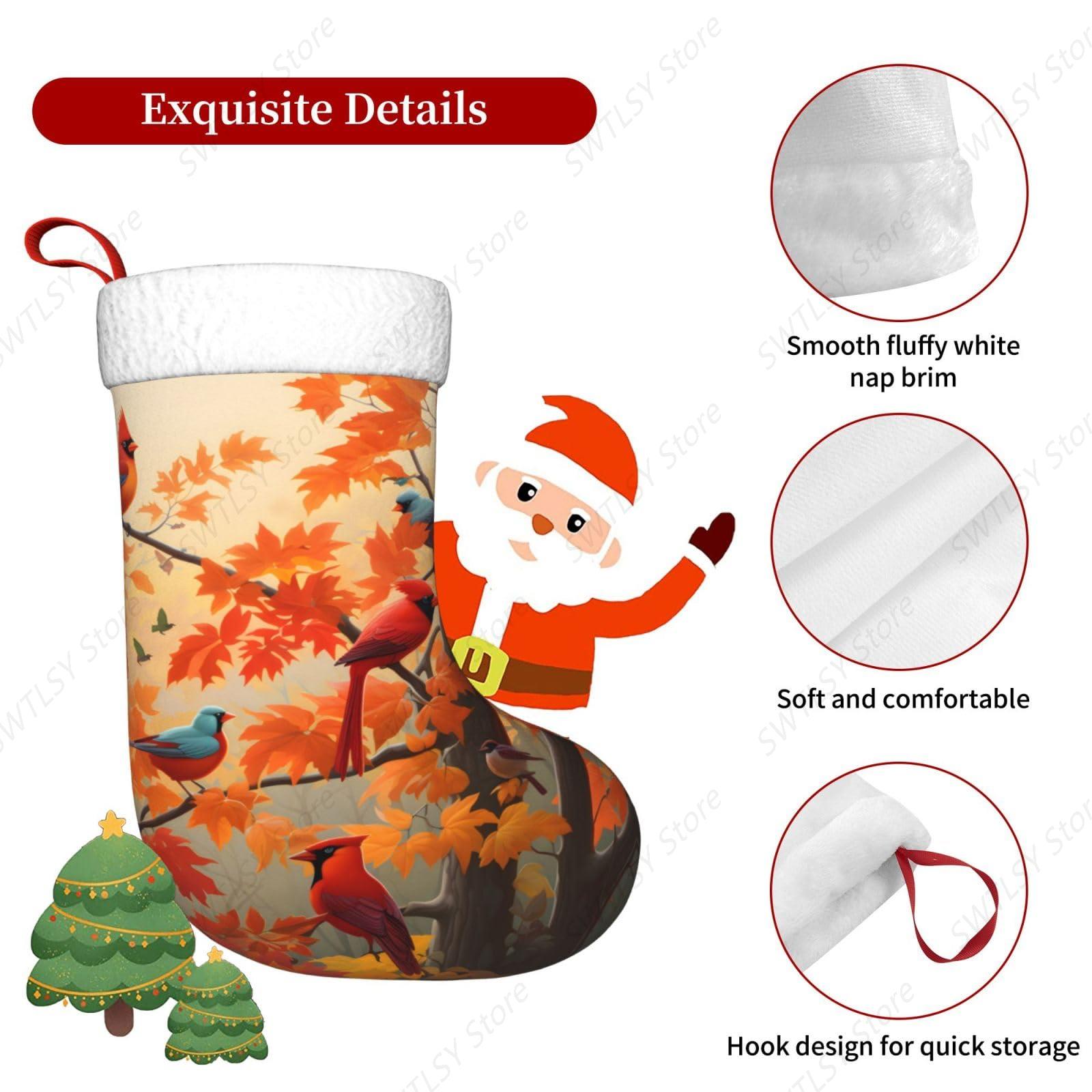 Fall Cardinal Birds and Maple- - Christmas Stocking Hanging บทวิจารณ์และราคา