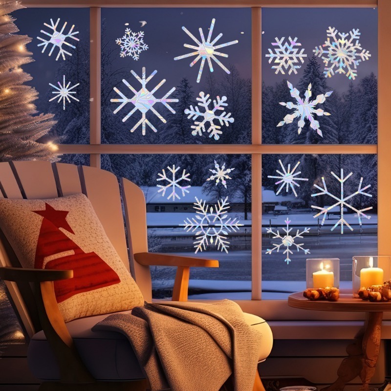 Xmas Snowflake Pattern Rainbow - Snowflake Window Decal บทวิจารณ์และราคา
